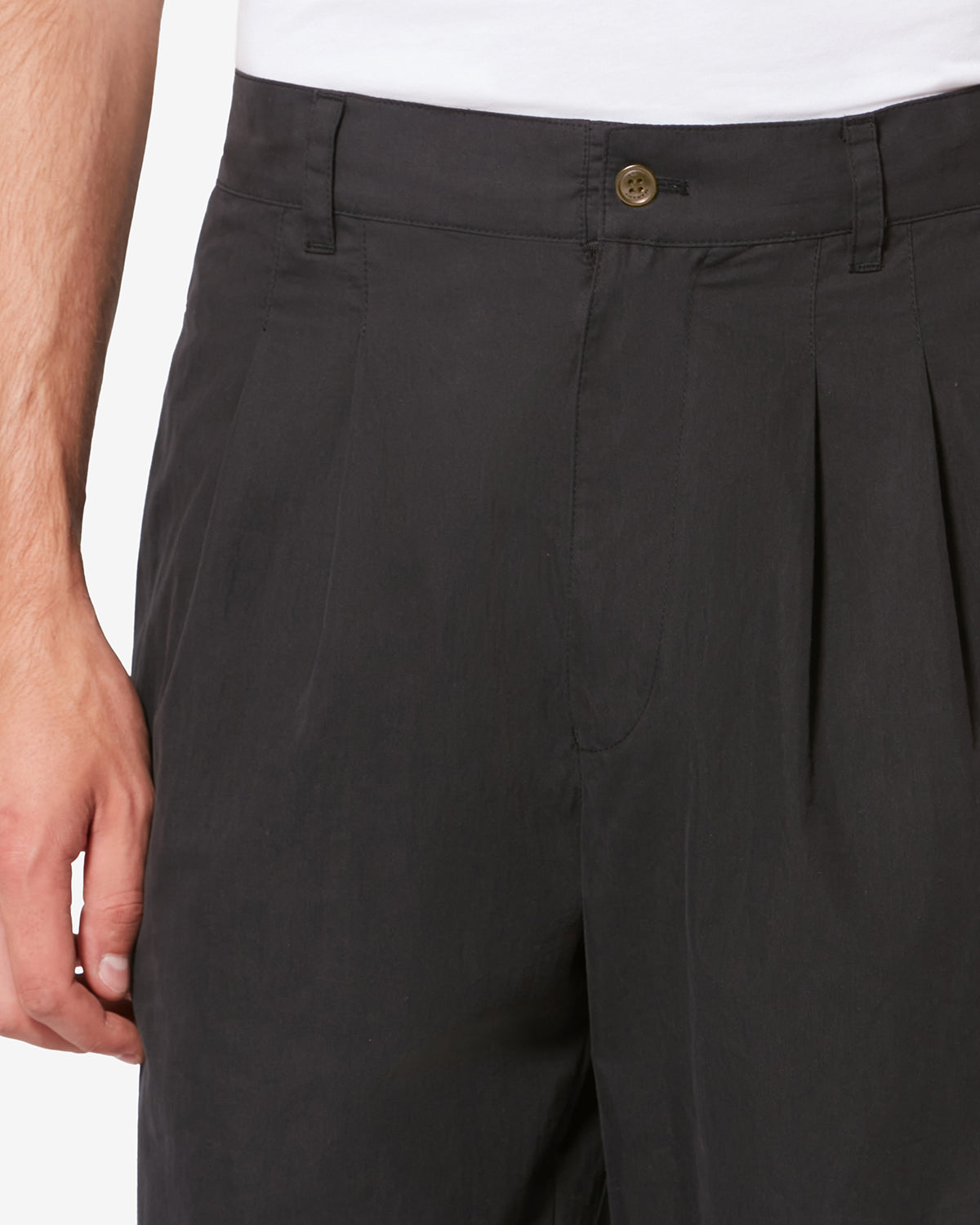 Pantalón con pliegues informal yosti de algodón - Negro lavado - Man - 2