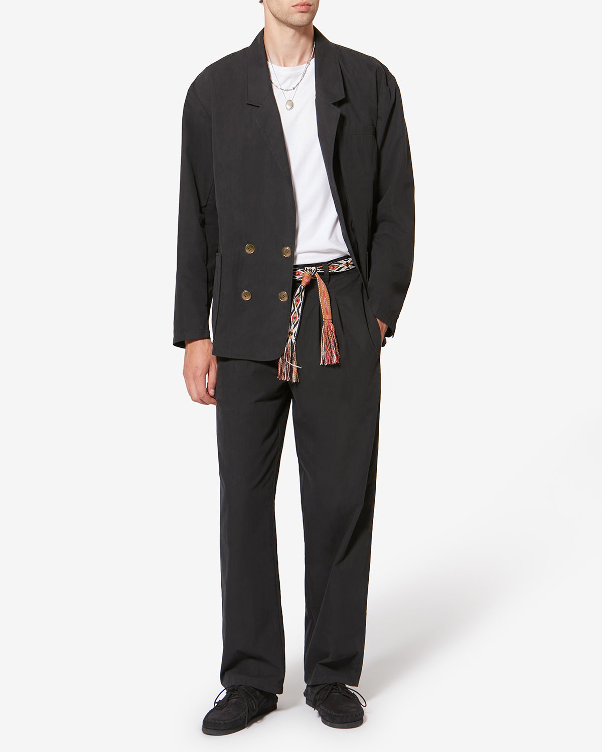 Pantalón con pliegues informal yosti de algodón - Negro lavado - Man - 1