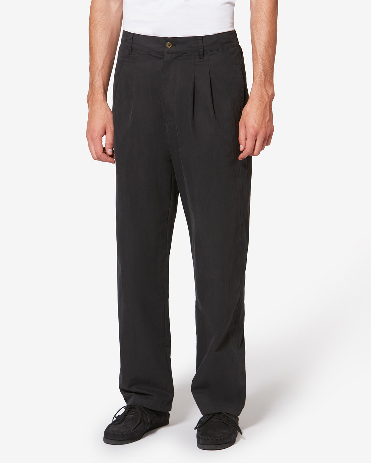 Pantalón con pliegues informal yosti de algodón - Negro lavado - Man - 3