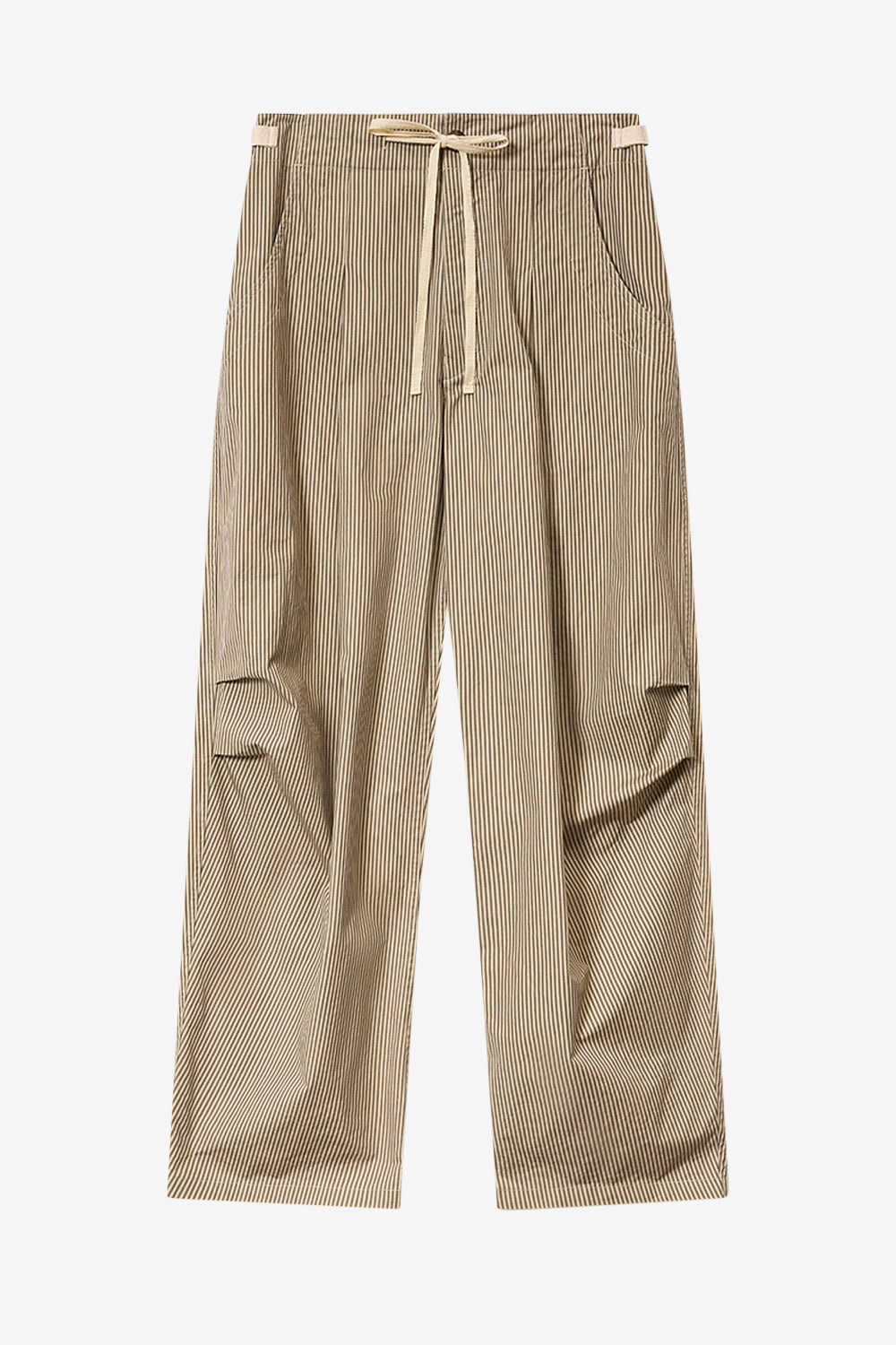 Pantaloni ampi in cotone a righe ceryne - Beige-khaki - Woman - 1