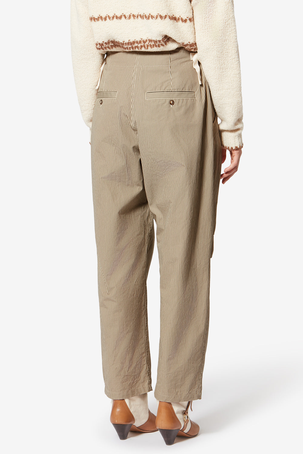 Pantaloni ampi in cotone a righe ceryne - Beige-khaki - Woman - 5