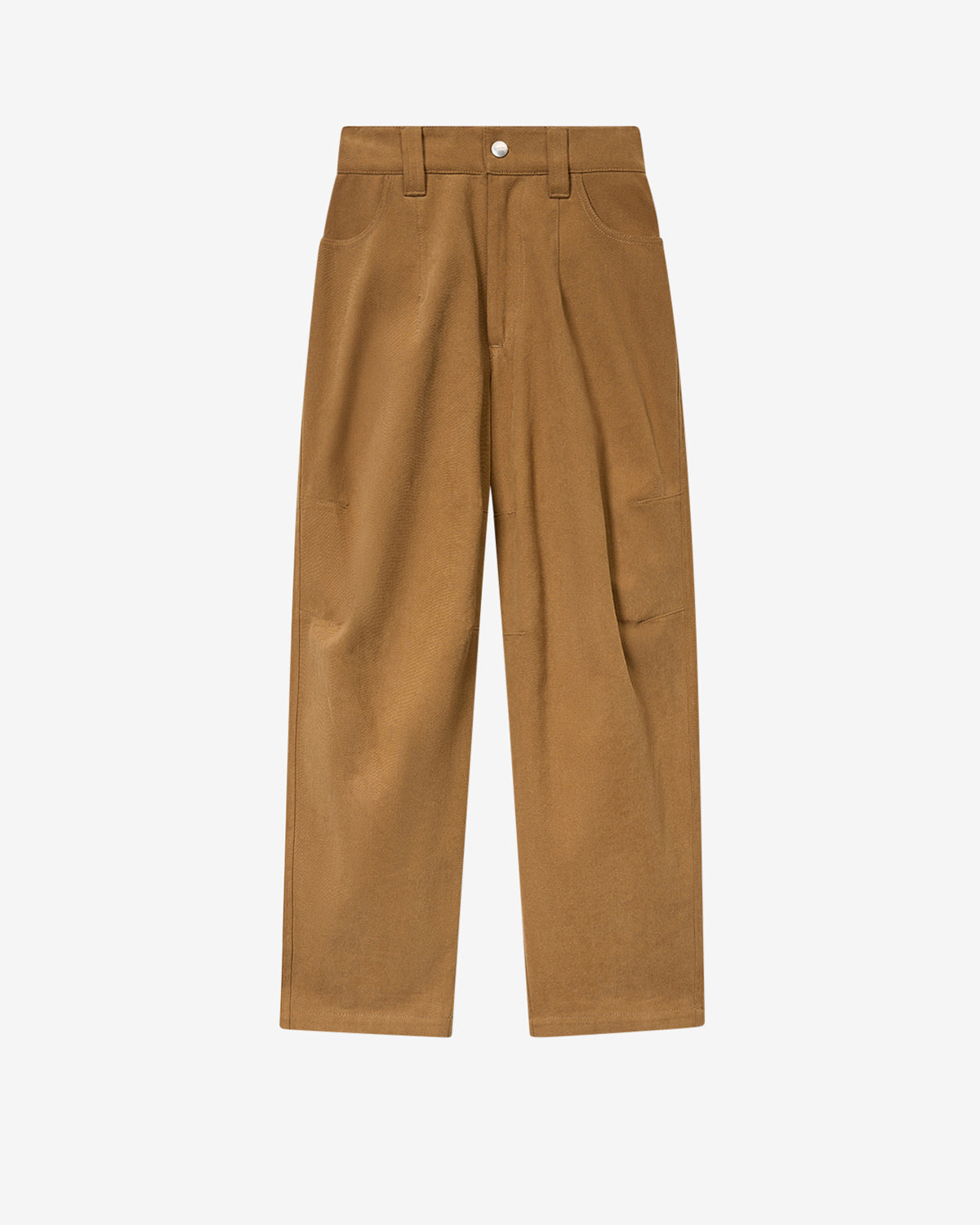 Pantaloni ampi opalyna in tela di cotone con armatura diagonale - Camel - Woman - 5