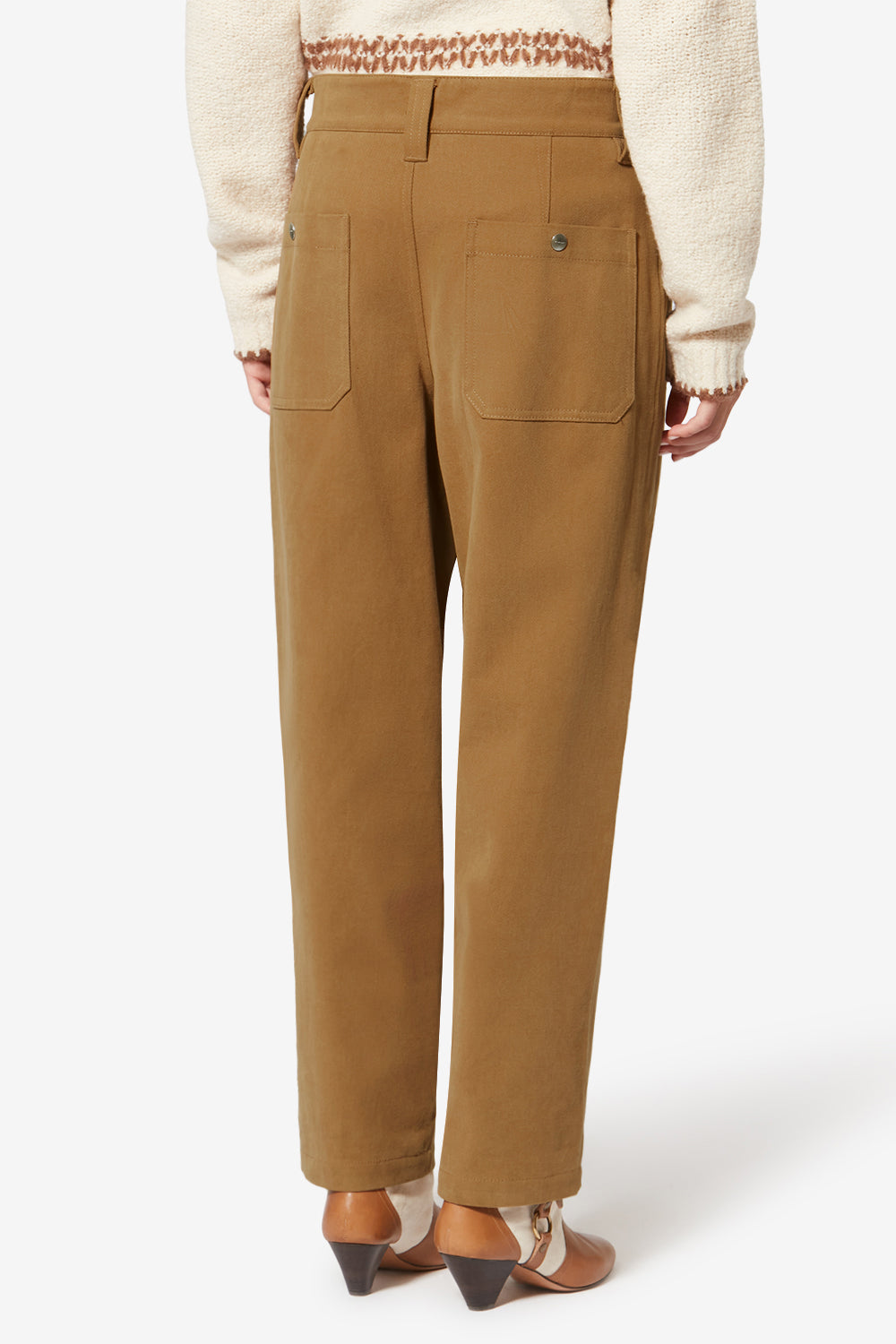 Pantaloni ampi opalyna in tela di cotone con armatura diagonale - Camel - Woman - 5