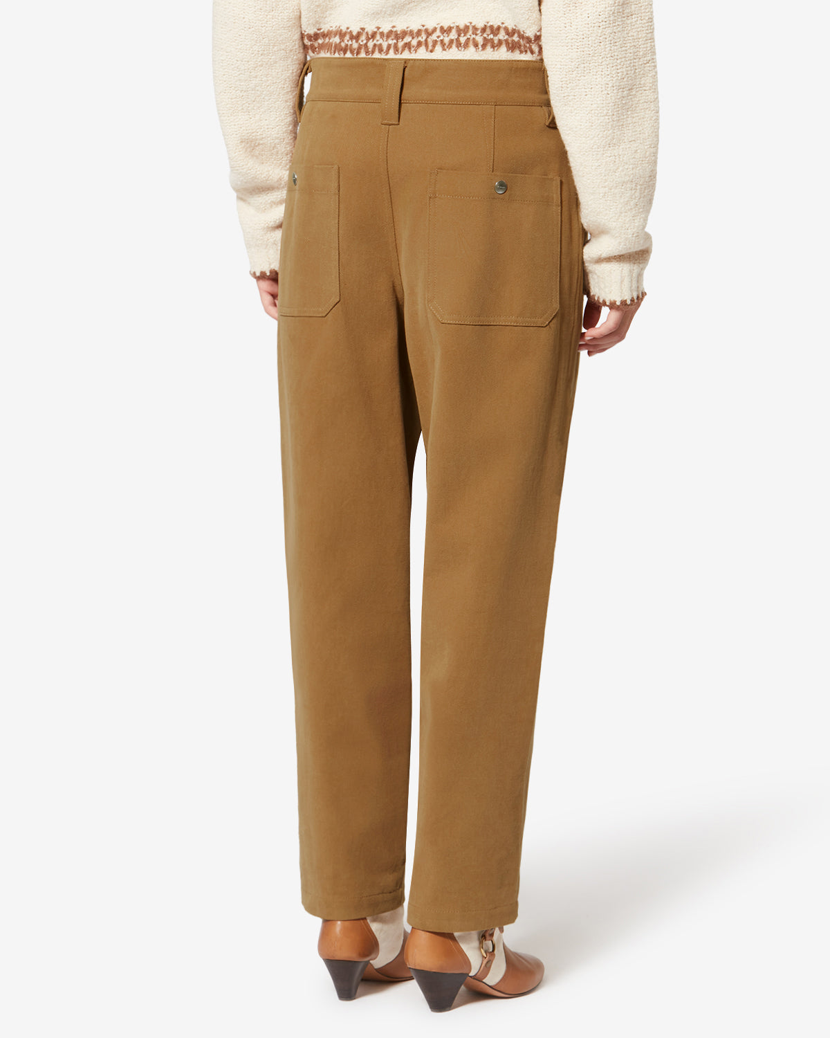 Pantaloni ampi opalyna in tela di cotone con armatura diagonale - Camel - Woman - 4