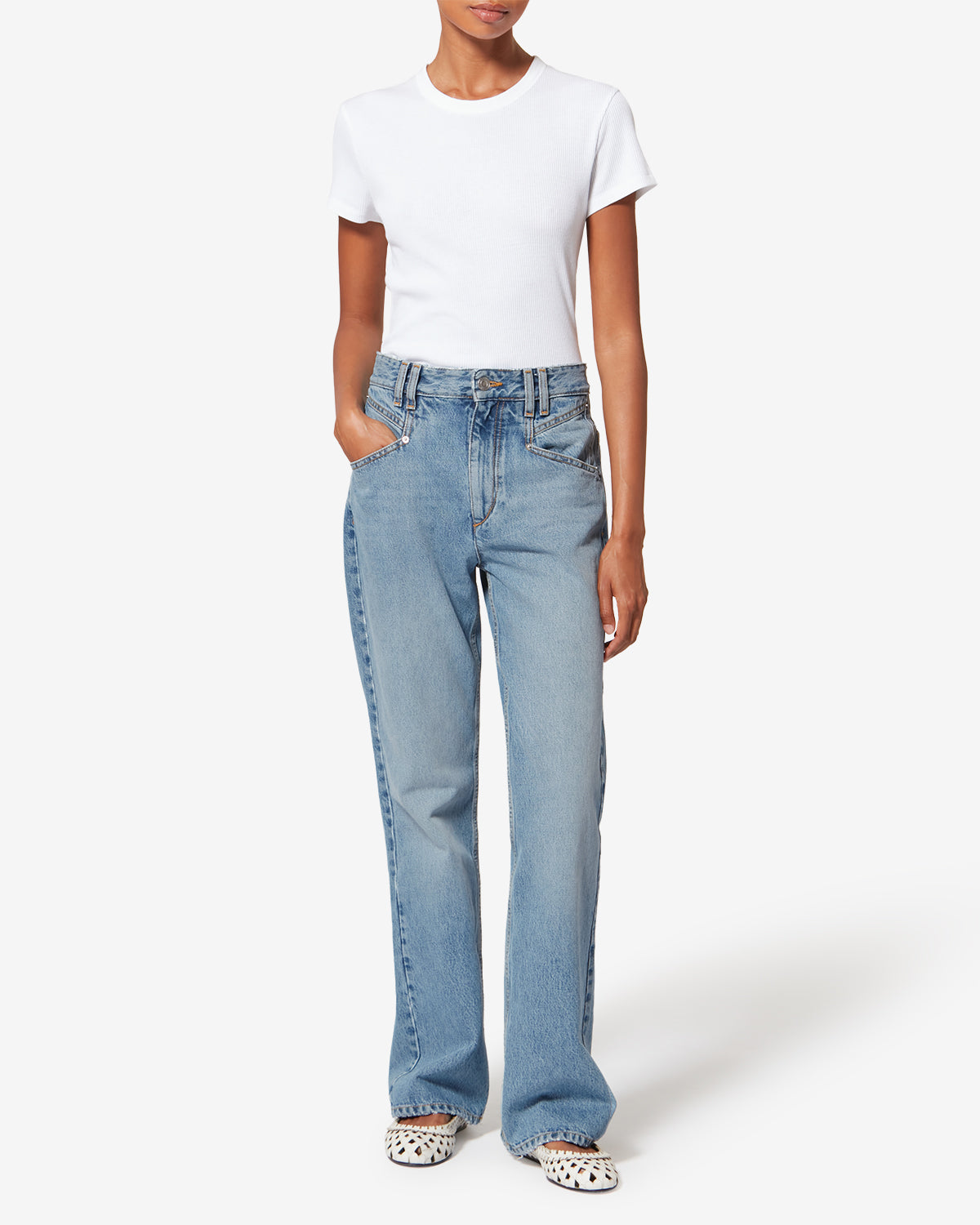 Belvia コットンパンツ - ライトブルー - Woman - 1