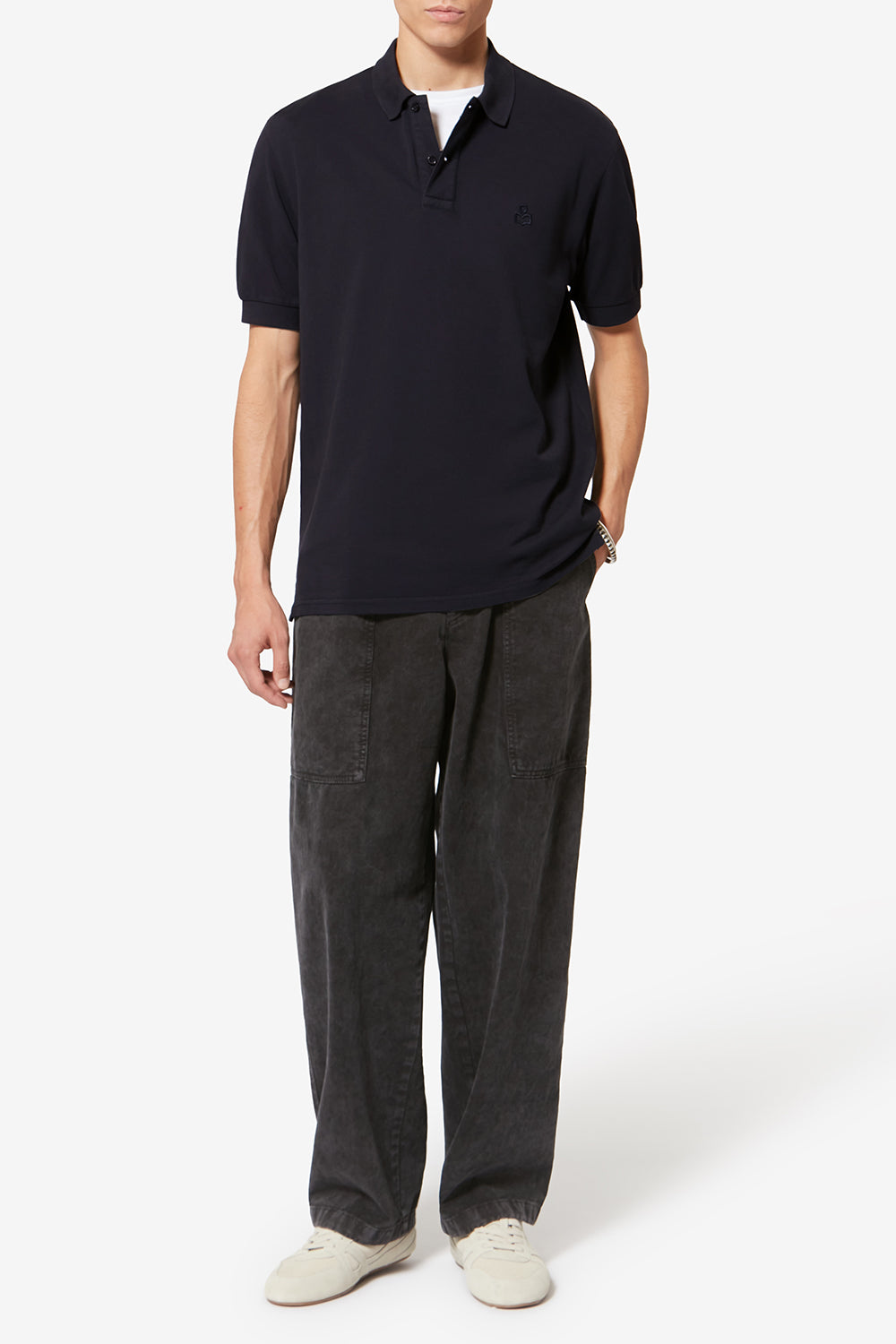 Polo de manga corta afko de algodón piqué - Negro lavado - Man - 2