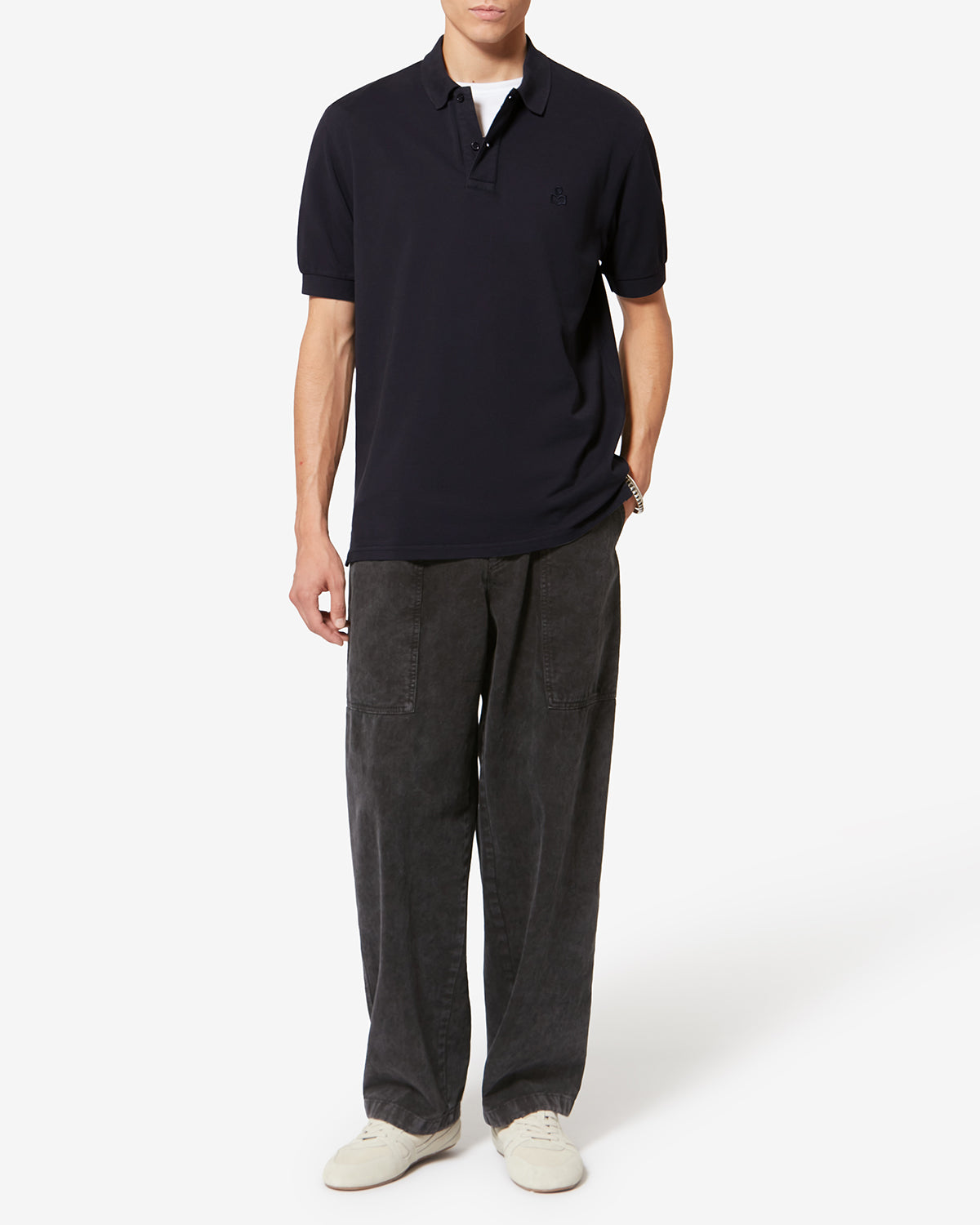 Kurzärmeliges poloshirt afko aus piqué-baumwolle - Schwarz gewaschen - Man - 1