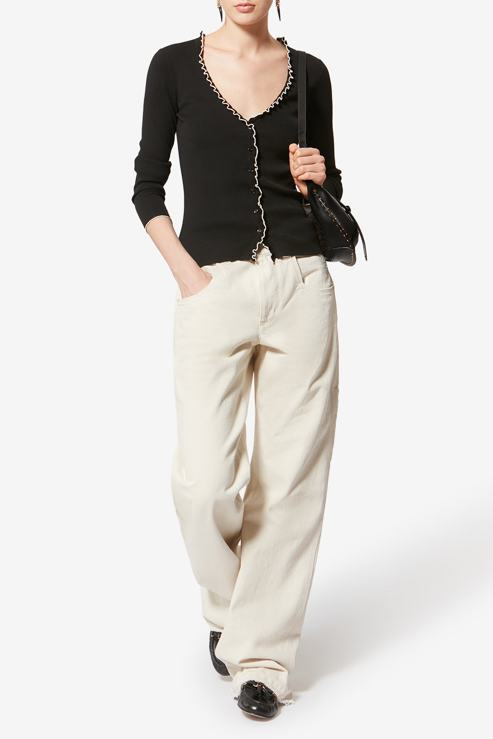 Sac porté épaule oskan moon en cuir - Noir - Woman - 7