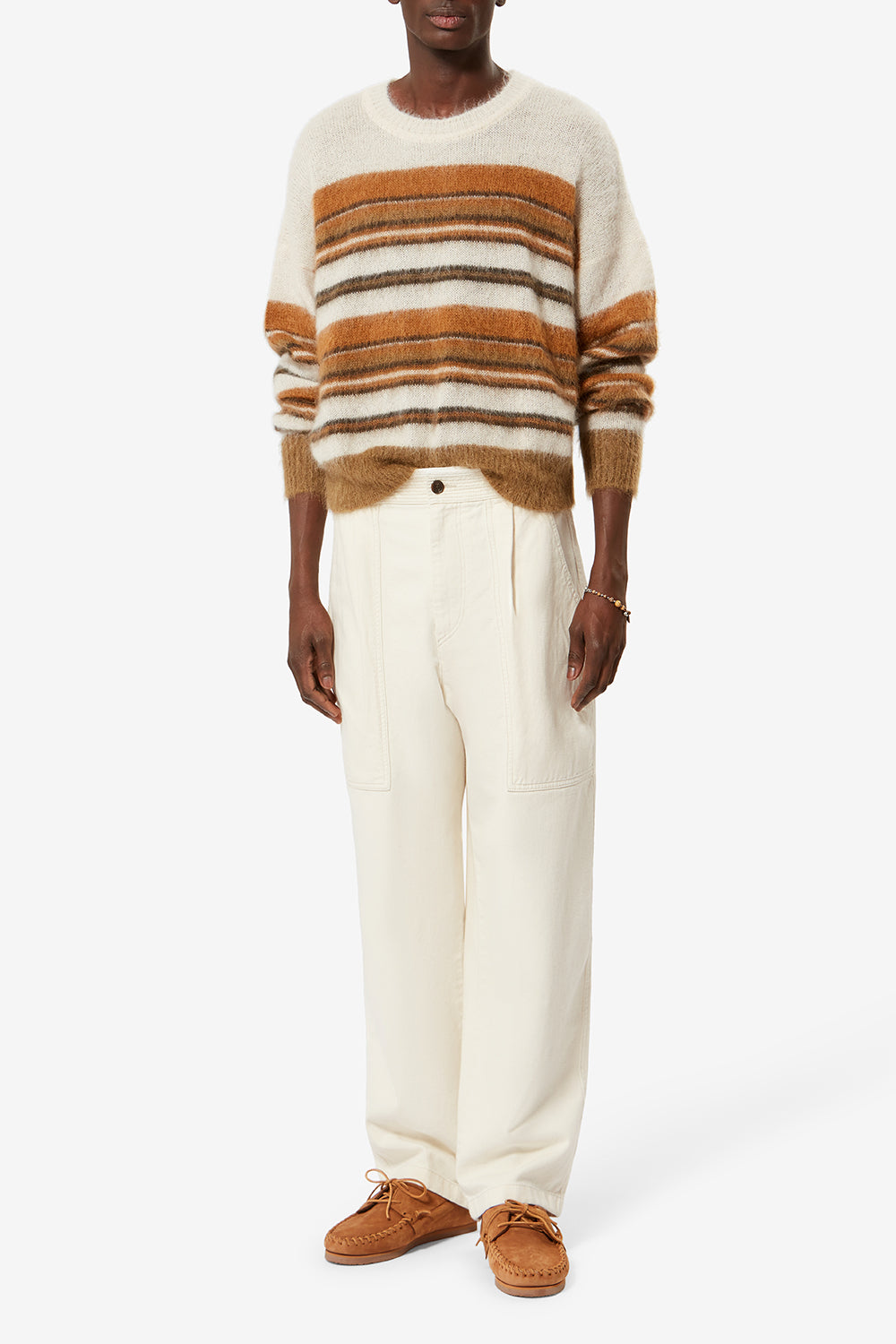 Jersey de mohair de lana virgen drussellh - Ecru/camel - Man - 2