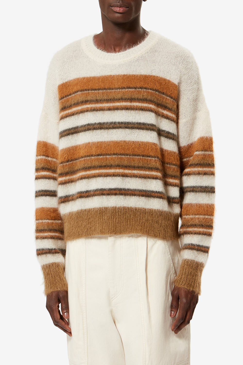 Jersey de mohair de lana virgen drussellh - Ecru/camel - Man - 4