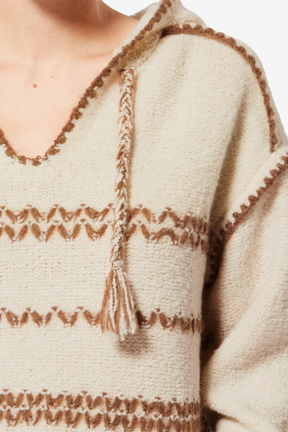 Maglione con cappuccio romera in tweed di lana merino - Ecru-bronze - Woman - 3