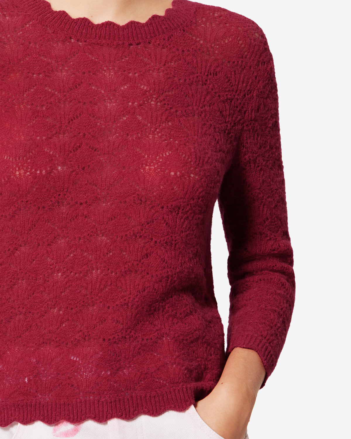 Maglione in pizzo di alpaca leonette - Fuchsia - Woman - 2