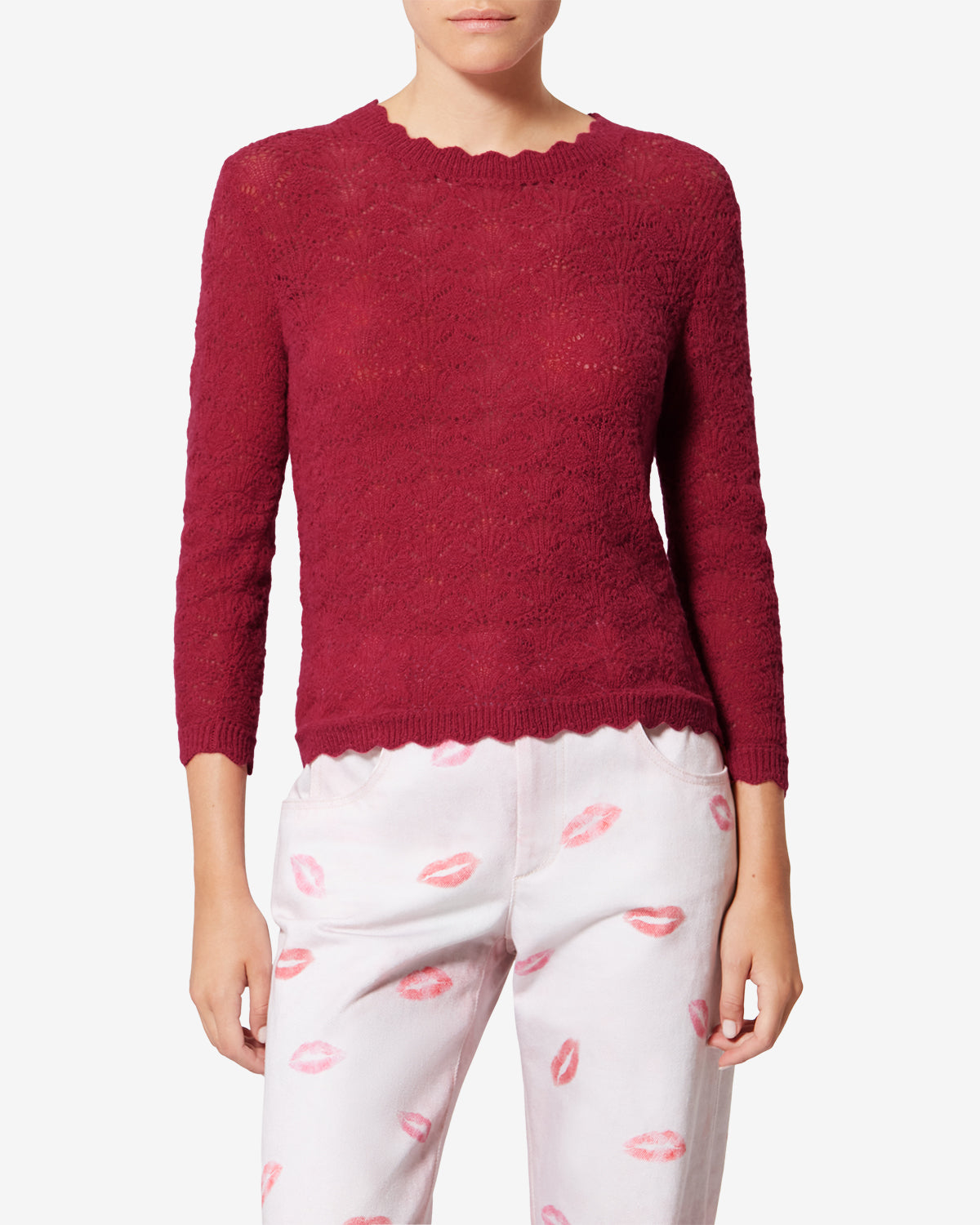 Maglione in pizzo di alpaca leonette - Fuchsia - Woman - 3