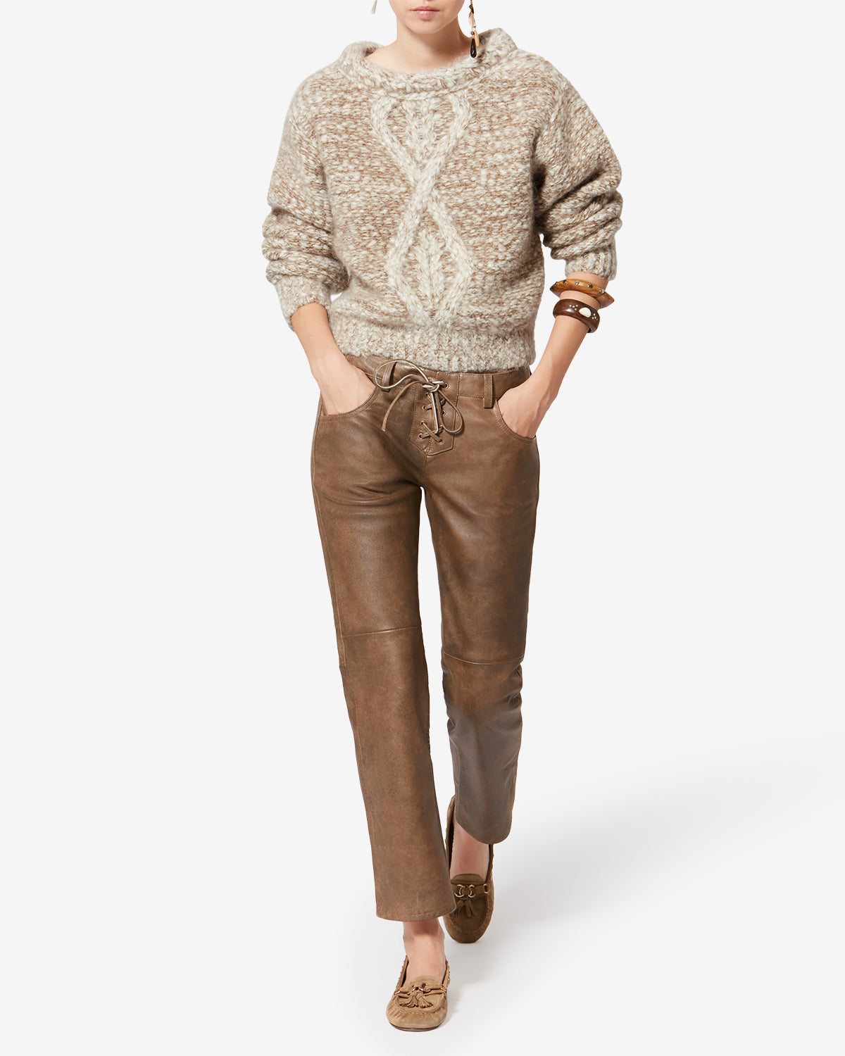 Maglione dorota in lana - Ecru-bronze - Woman - 1