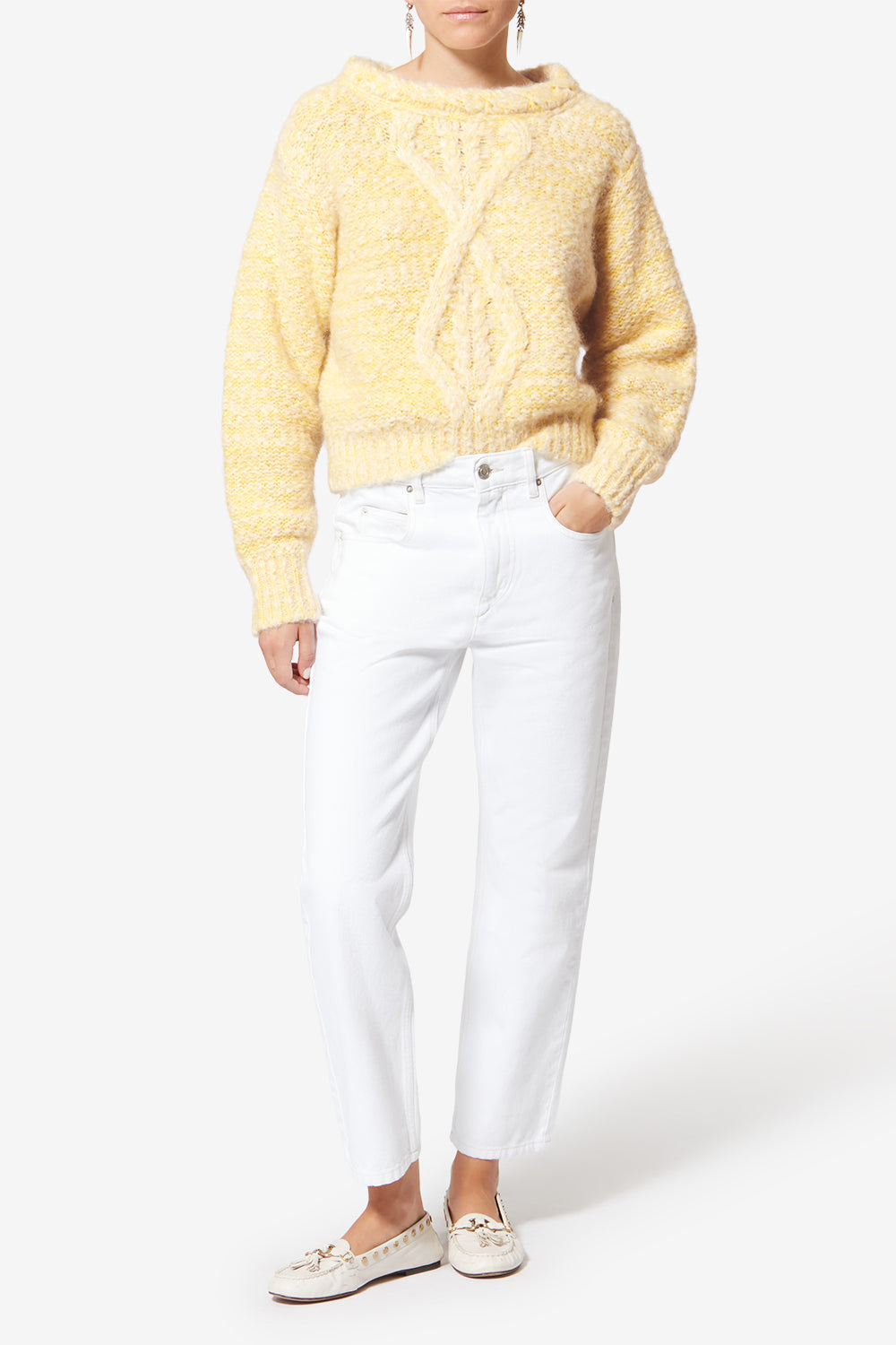 Dorota wool sweater - Ecru and yellow - Woman - 2