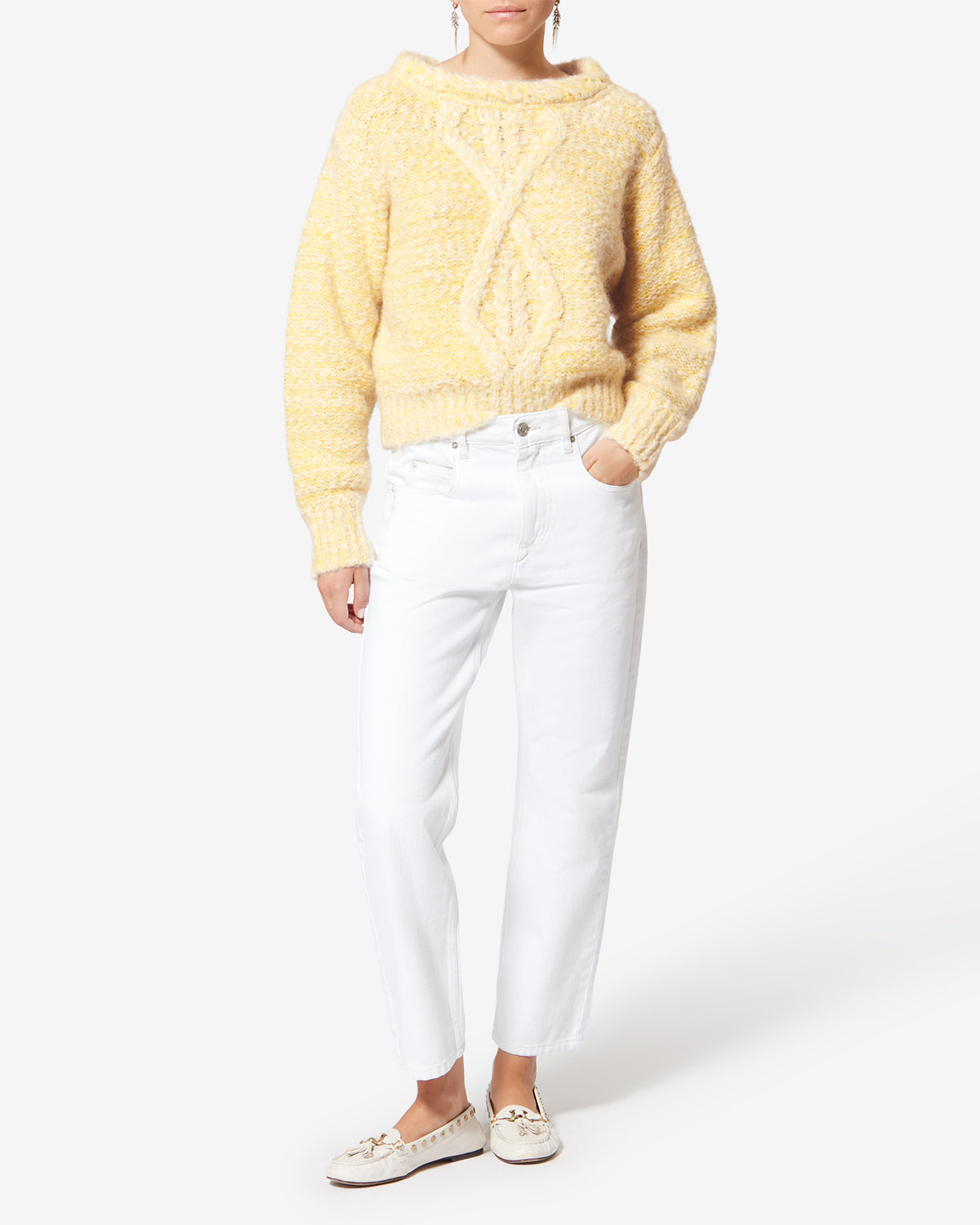 Maglione dorota in lana - Ecru and yellow - Woman - 1