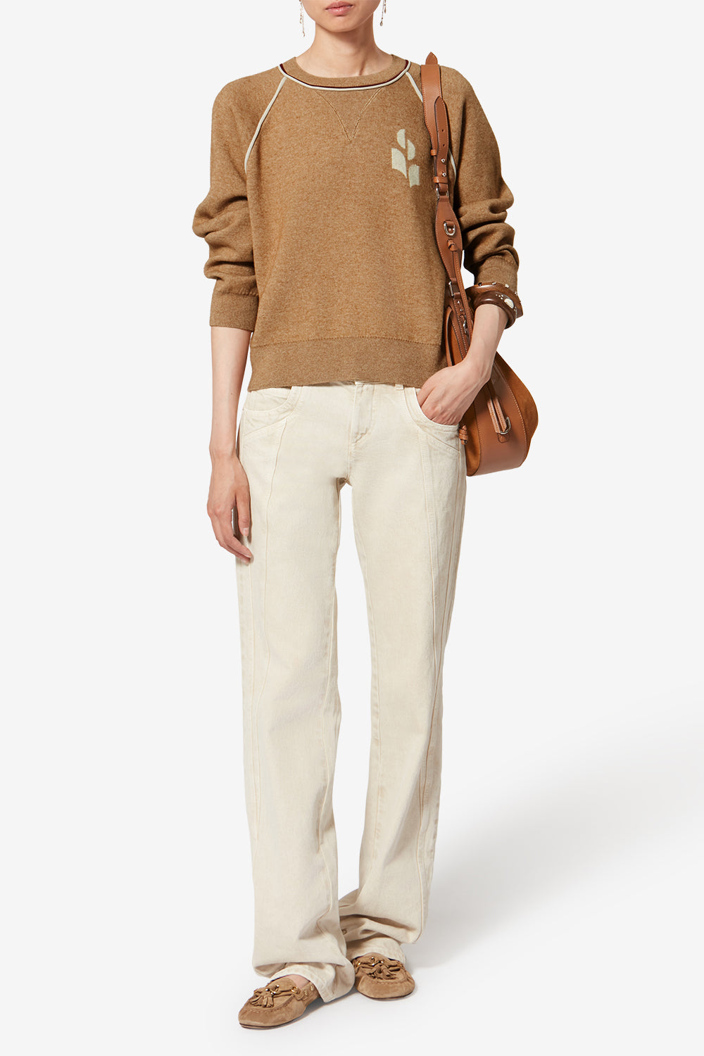 Loriby sporty sweater with logo - Camel-light grey - Woman - 2