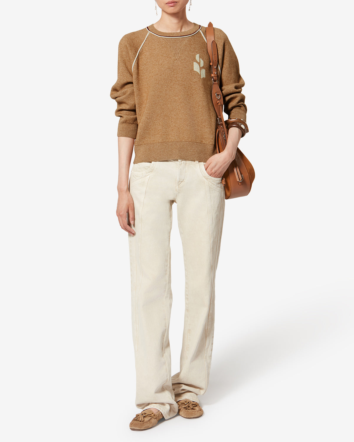 Loriby 스포티 로고 스웨터 - Camel-light grey - Woman - 1
