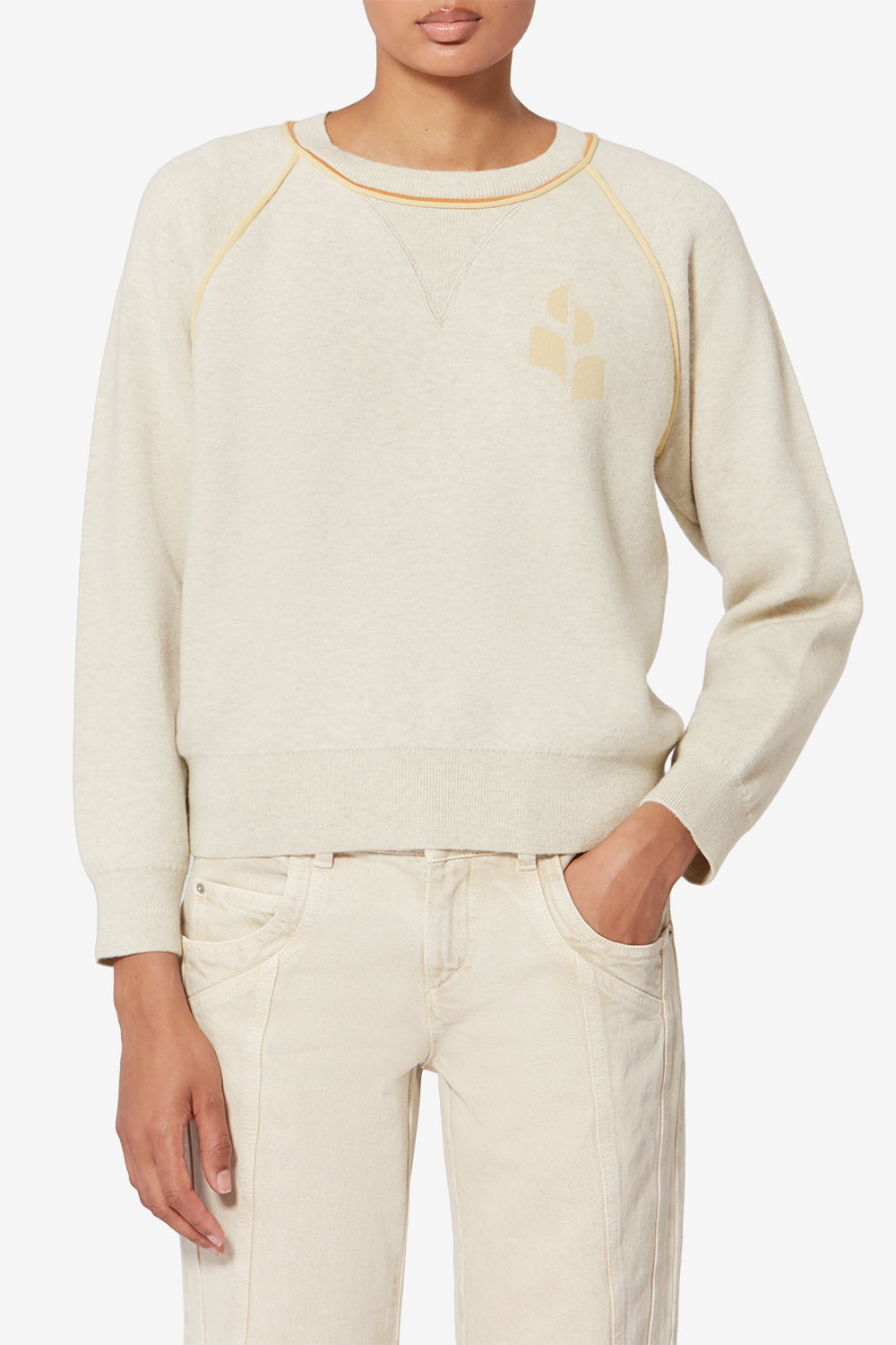 Loriby sporty sweater with logo - Light grey-light yellow - Woman - 4