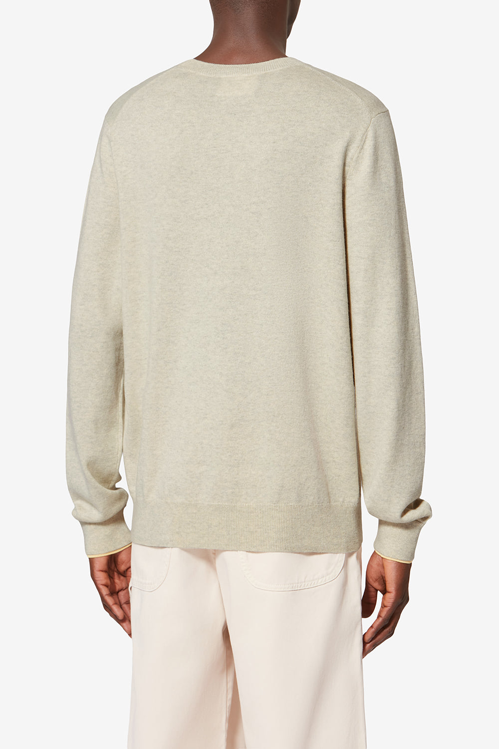 Pull fin en coton et laine antea - Gris clair-jaune clair - Man - 5