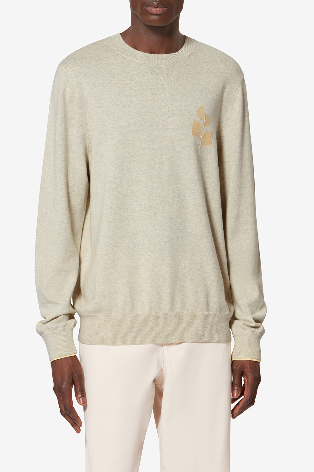 Pull fin en coton et laine antea - Gris clair-jaune clair - Man - 4