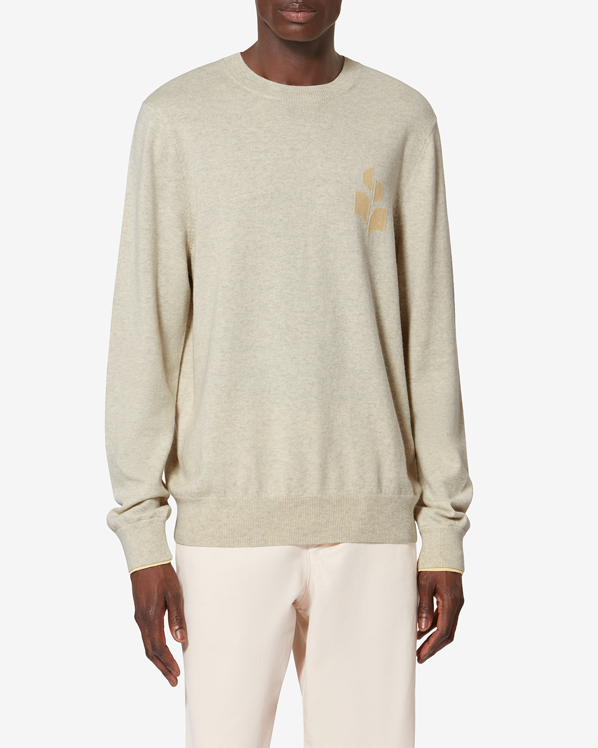 Antea thin cotton and wool sweater - Light grey-light yellow - Man - 3