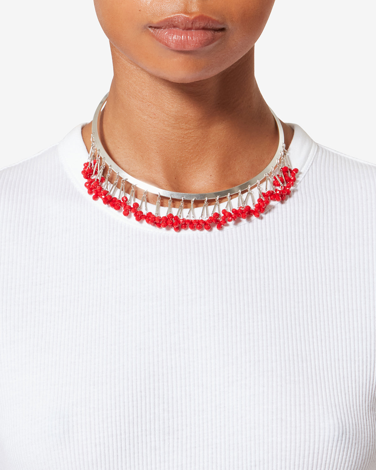 Nora choker necklace - Red-silver - Woman - 2