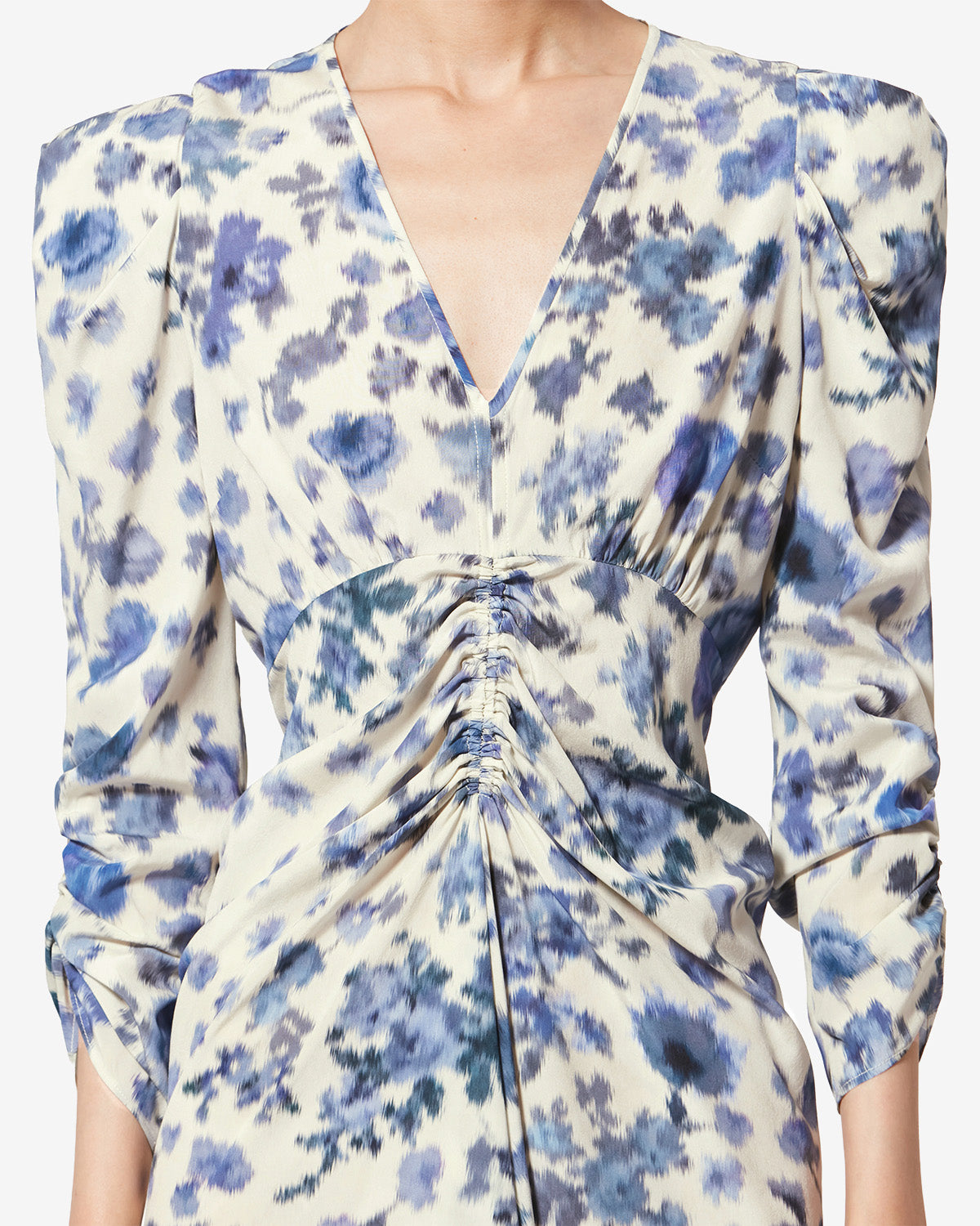 Abito lungo in seta stretch stampata albini - Blu - Woman - 2