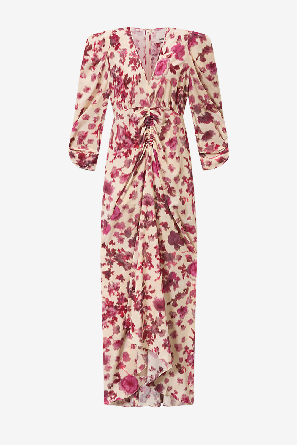 Abito lungo in seta stretch stampata albini - Rosa - Woman - 1