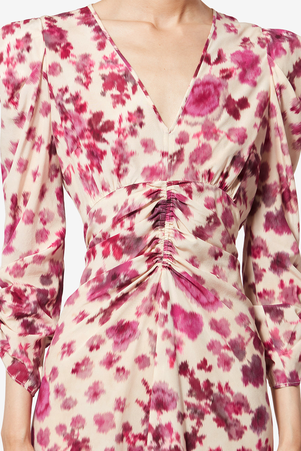 Abito lungo in seta stretch stampata albini - Rosa - Woman - 3