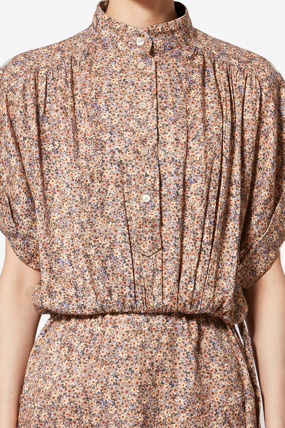 Ansley long floral silk jacquard dress - Ochre - Woman - 3