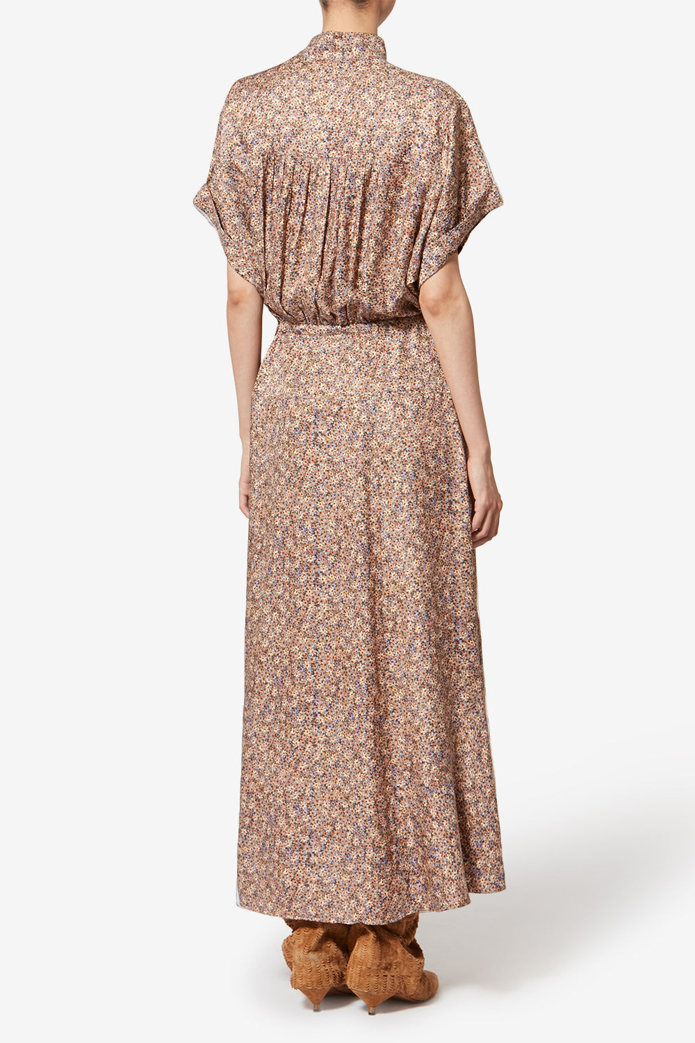 Ansley long floral silk jacquard dress - Ochre - Woman - 4