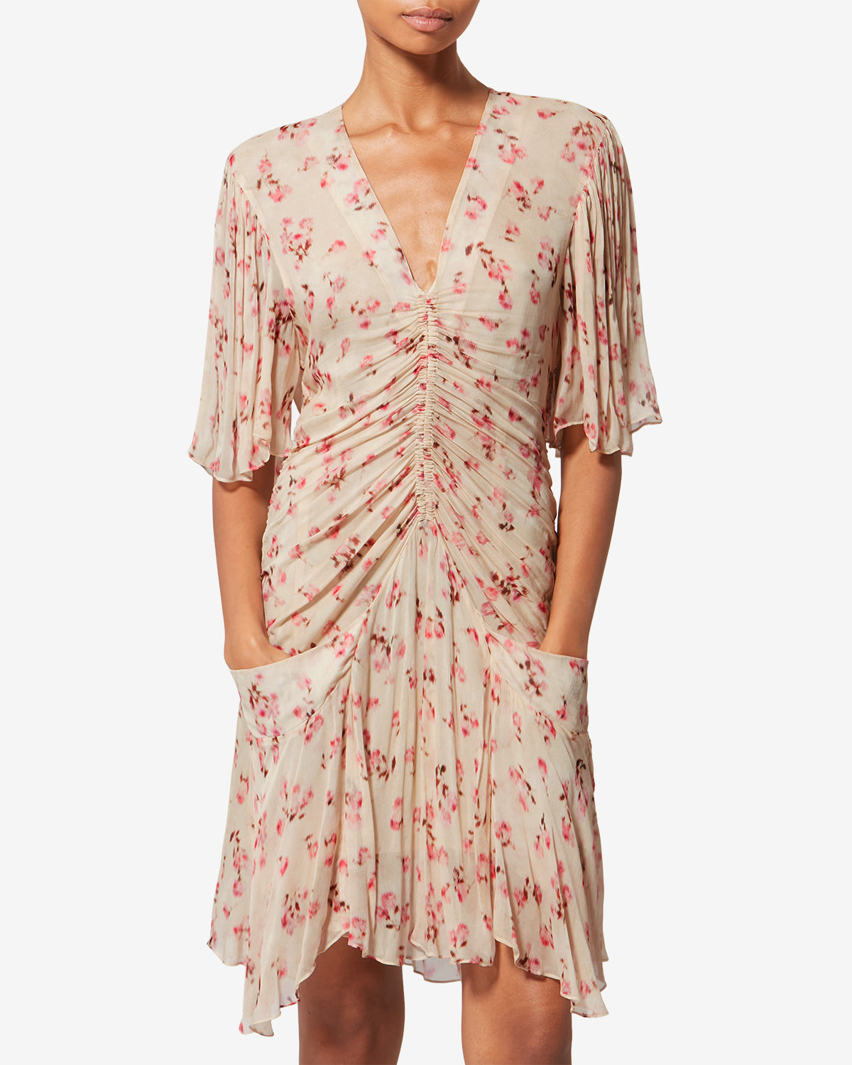 Robe courte vivienne en mousseline imprimée - Beige - Woman - 3