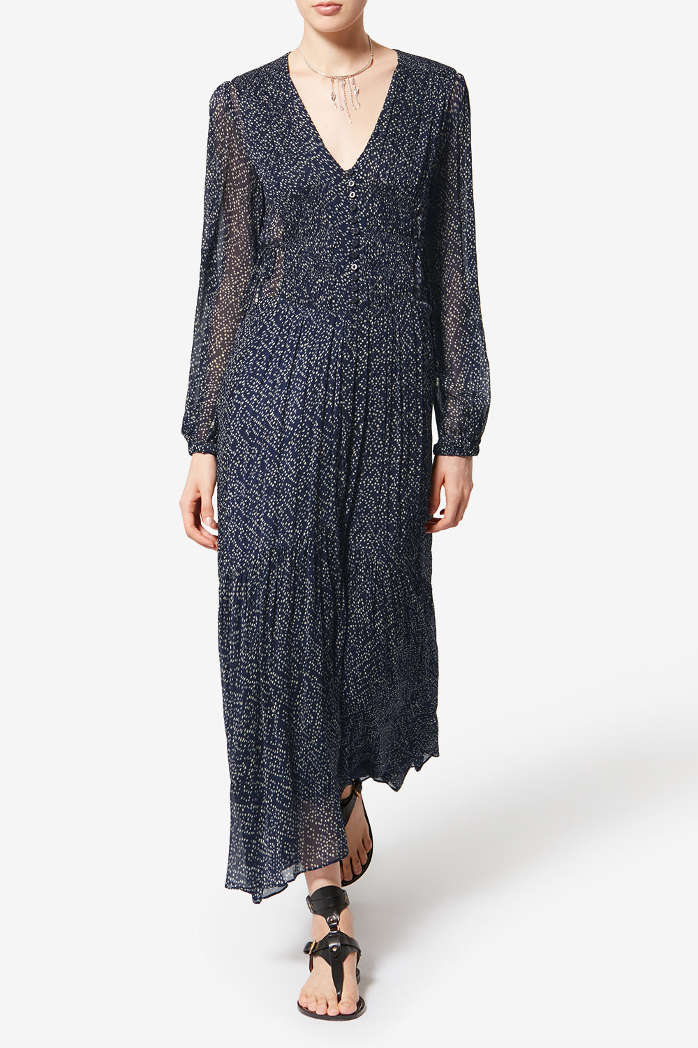 Abito lungo briane in mussola con stampa - Midnight - Woman - 2