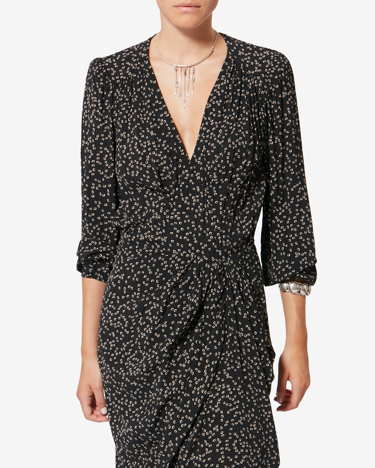 Daylia flowing origami print dress - Black - Woman - 3