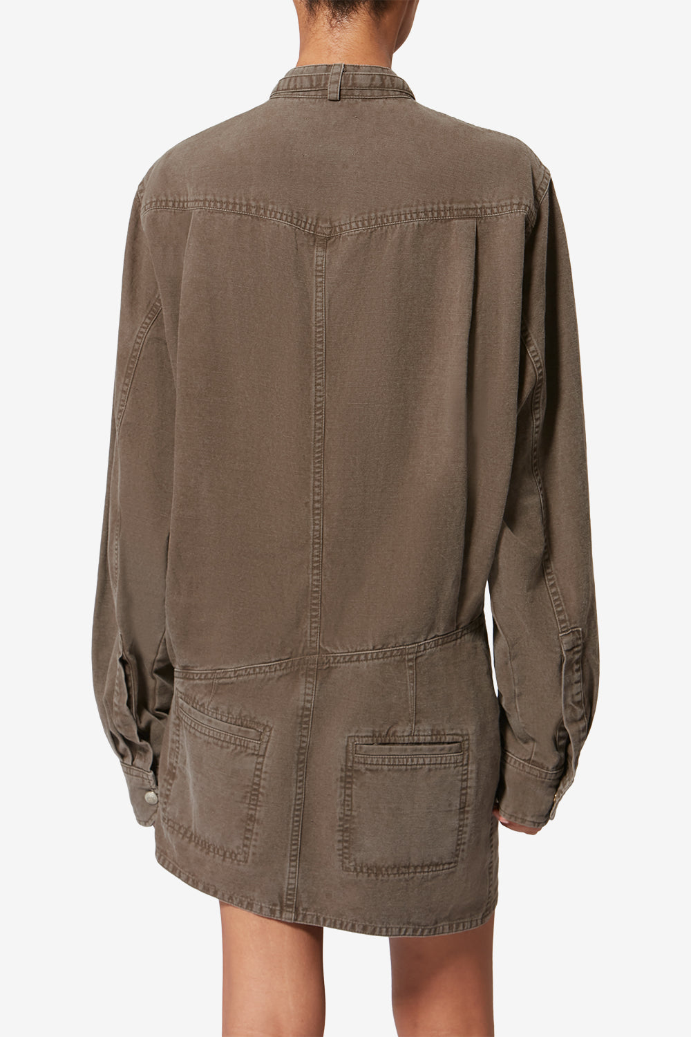 Abito a camicia nouria in denim di cotone leggero - Dark bronze - Woman - 5