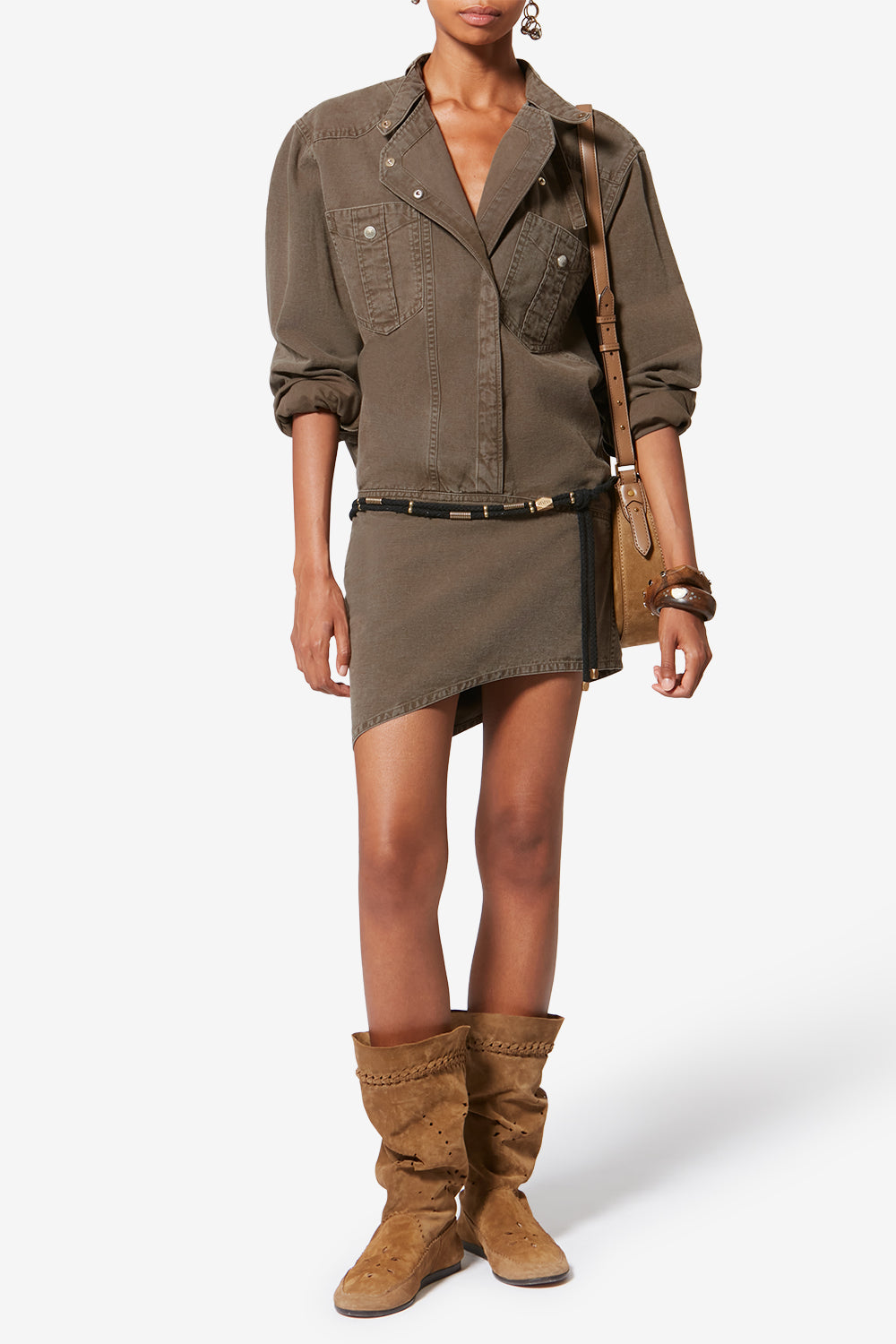 Abito a camicia nouria in denim di cotone leggero - Dark bronze - Woman - 2