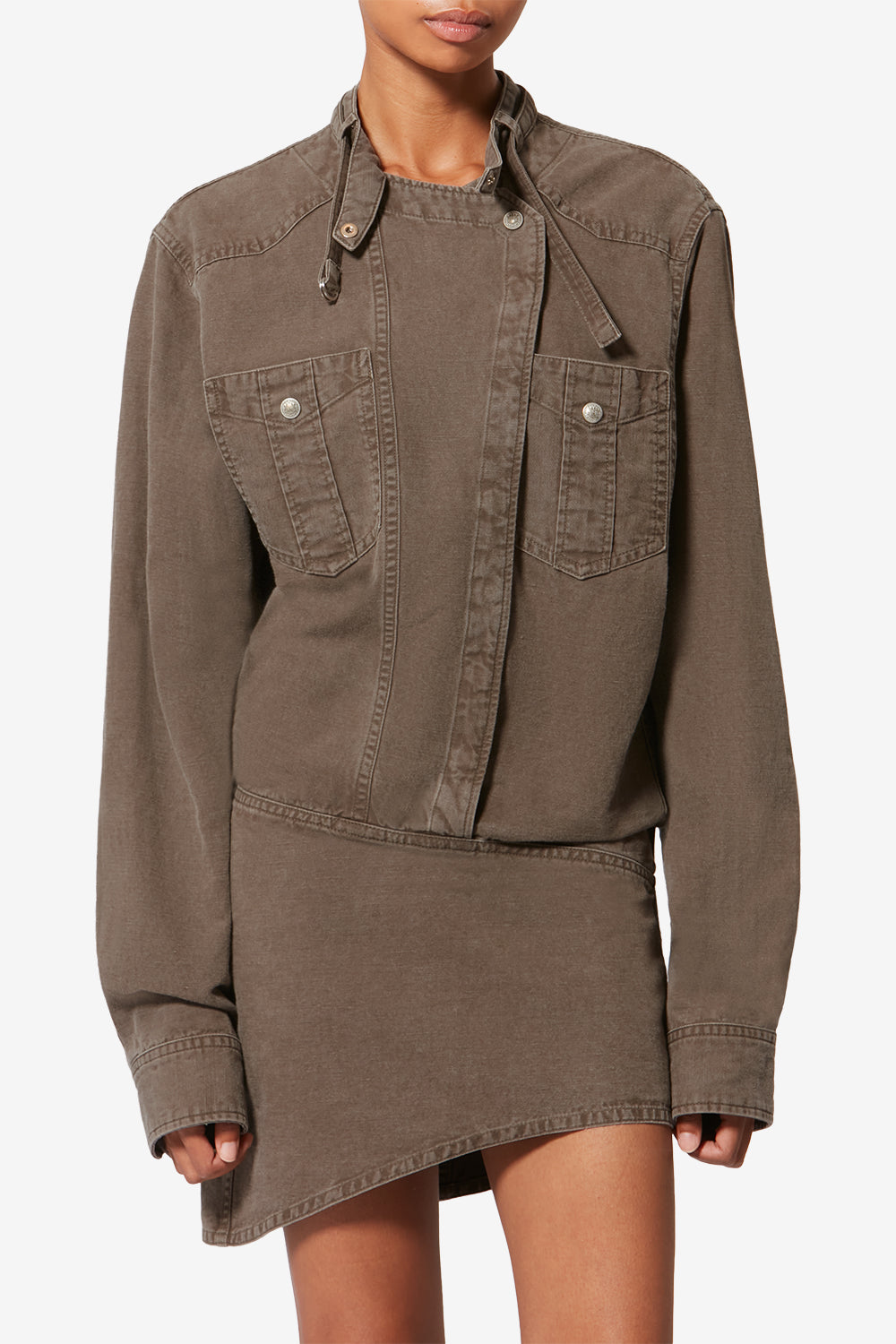 Abito a camicia nouria in denim di cotone leggero - Dark bronze - Woman - 4