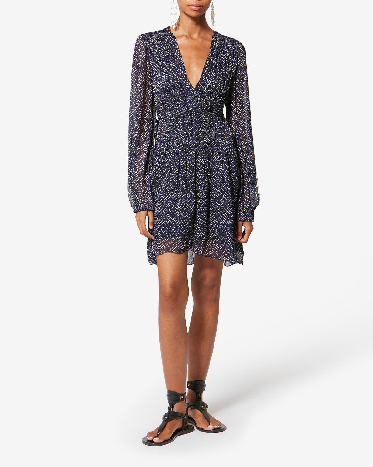 Abito corto loriena in mussola con stampa - Midnight - Woman - 1