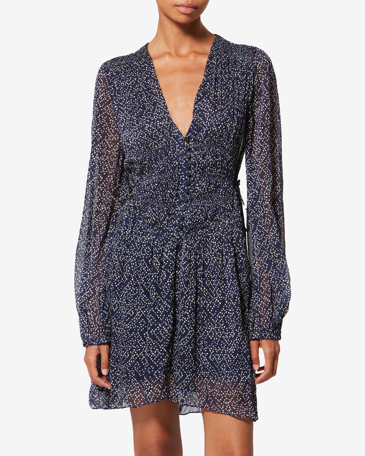 Abito corto loriena in mussola con stampa - Midnight - Woman - 3