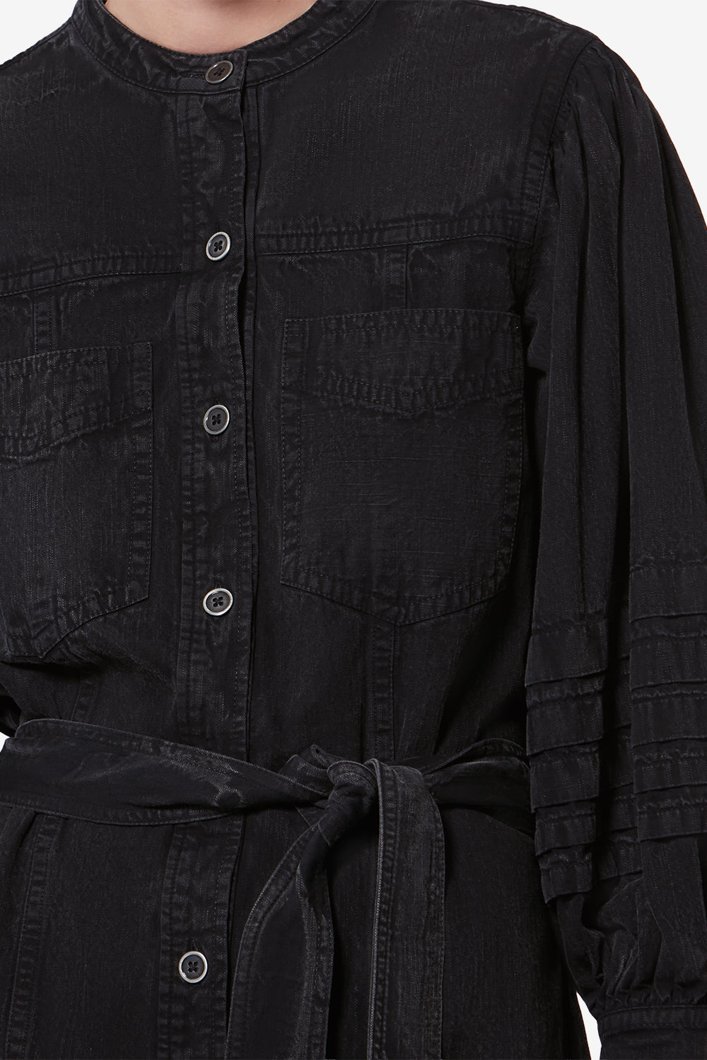 Abito a camicia in chambray délavé moe - Nero lavato - Woman - 3