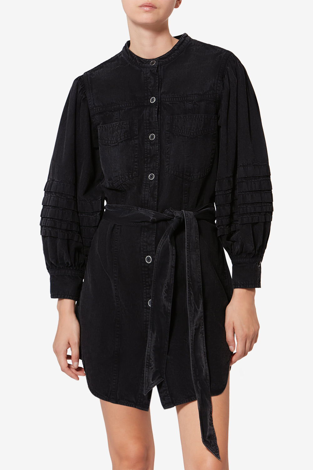 Abito a camicia in chambray délavé moe - Nero lavato - Woman - 4