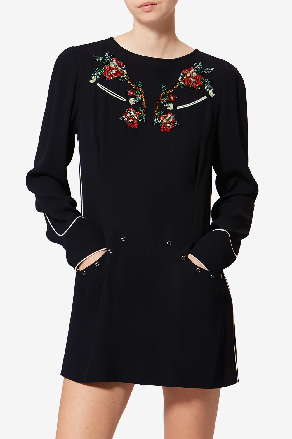 Abito corto in cady con perle youma - Nero - Woman - 4