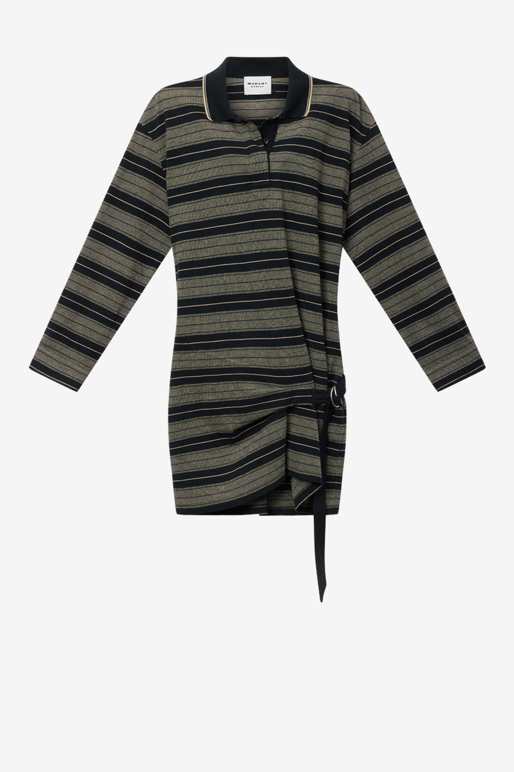 Isea striped cotton piqué polo dress - Black and ecru - Woman - 1