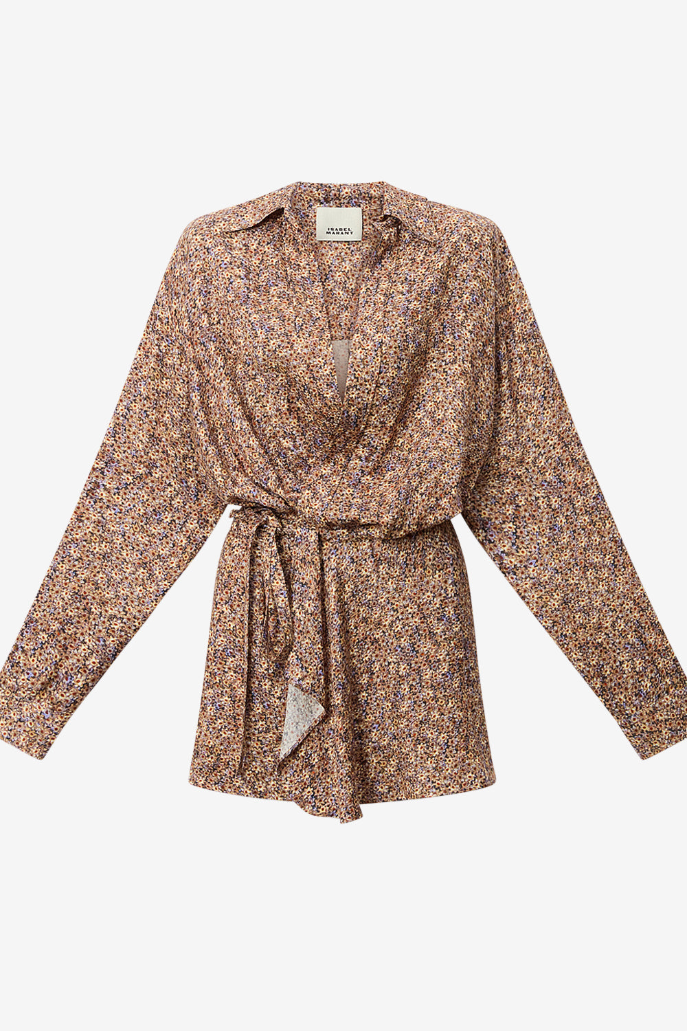 Harmony floral silk jacquard shirt dress - Ochre - Woman - 1