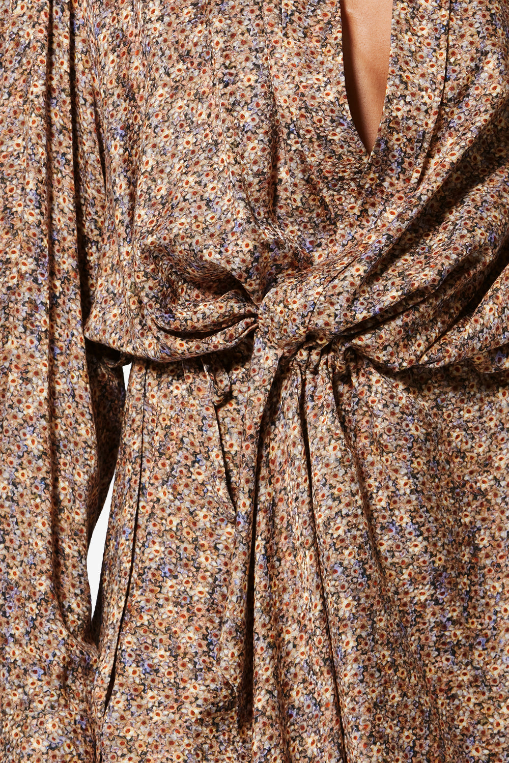 Harmony floral silk jacquard shirt dress - Ochre - Woman - 3