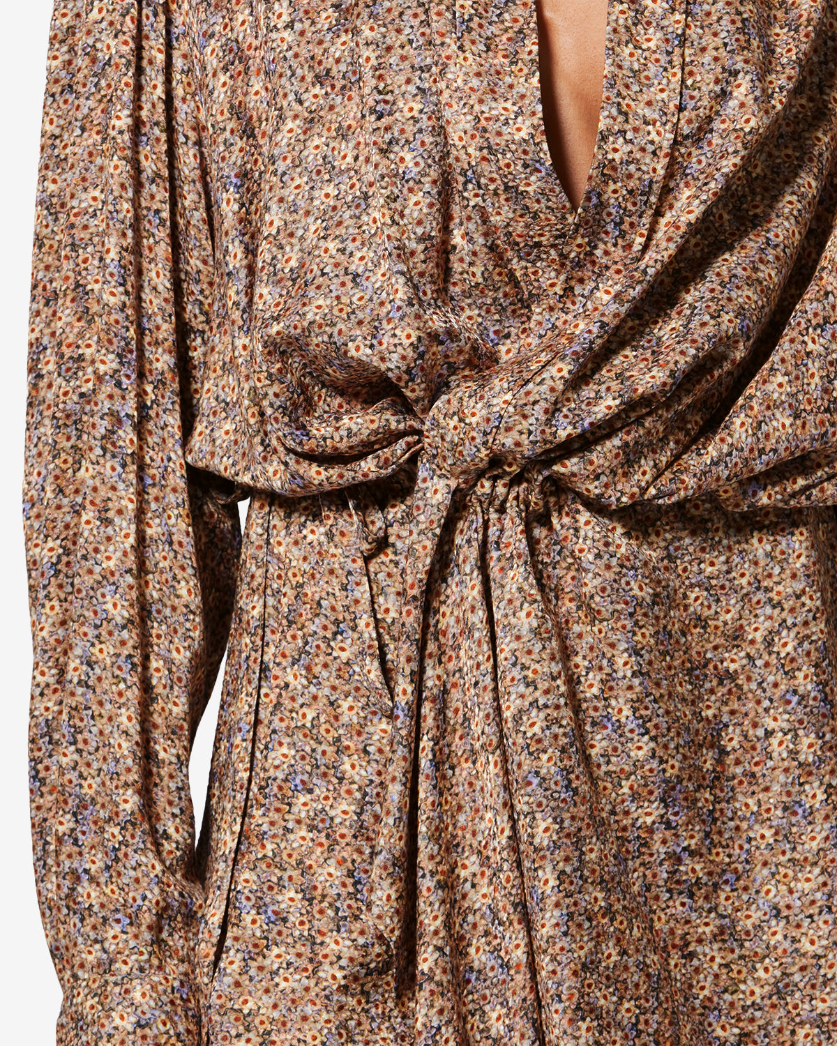 Harmony floral silk jacquard shirt dress - Ochre - Woman - 2