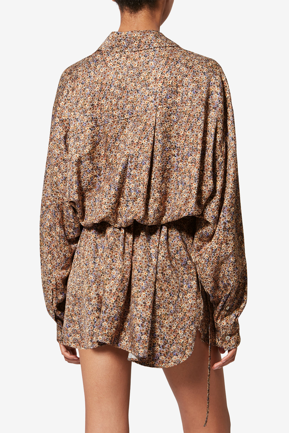 Harmony floral silk jacquard shirt dress - Ochre - Woman - 5