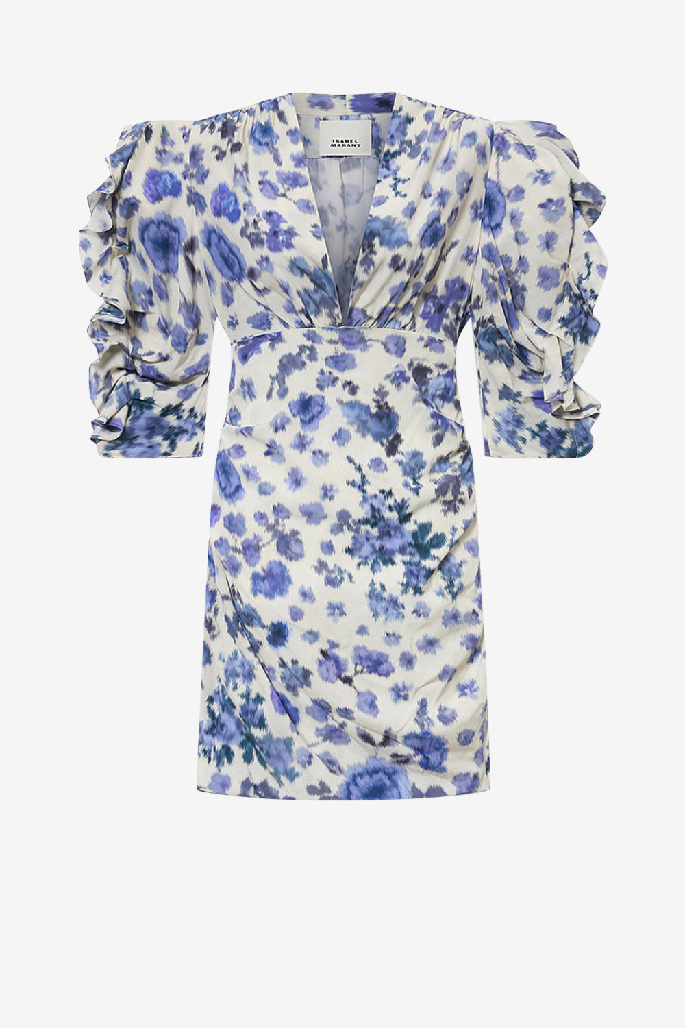 Abito corto in seta stretch stampata doris - Blu - Woman - 1