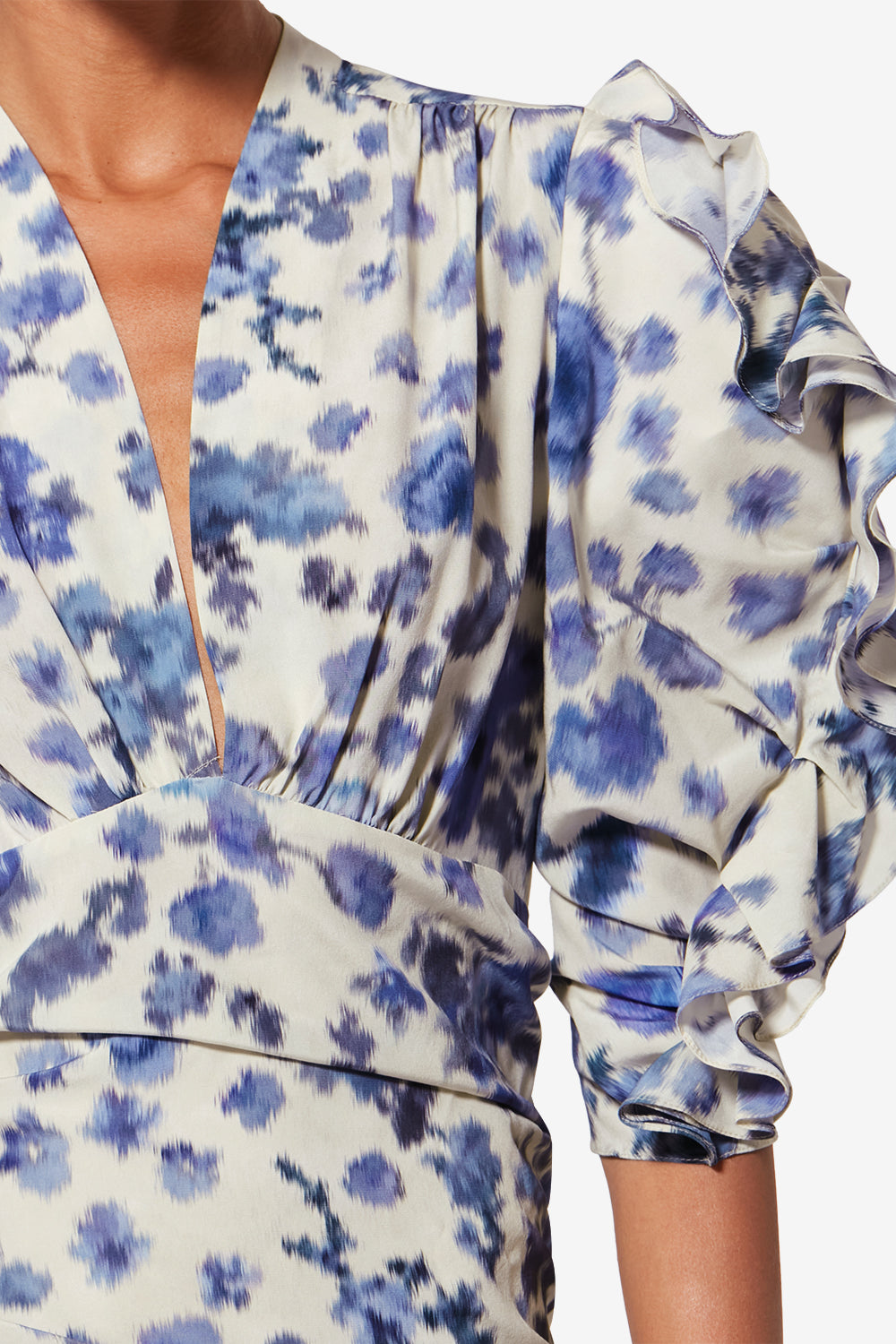 Abito corto in seta stretch stampata doris - Blu - Woman - 3